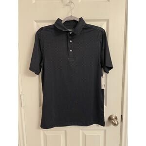 Polo Shirt Performance Fabric Navy Diamond Print  Size S Men’s Activewear Golf